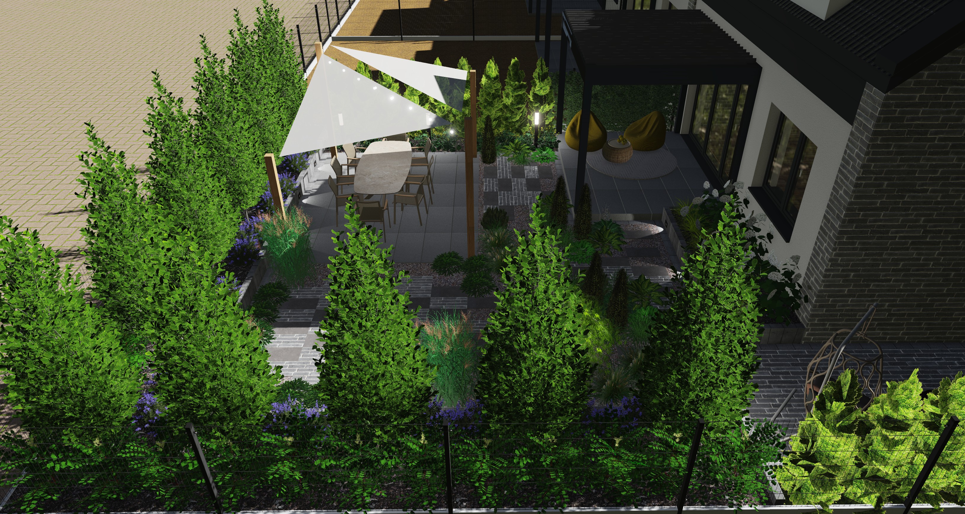 Cienisty ogród z patio – widok 2