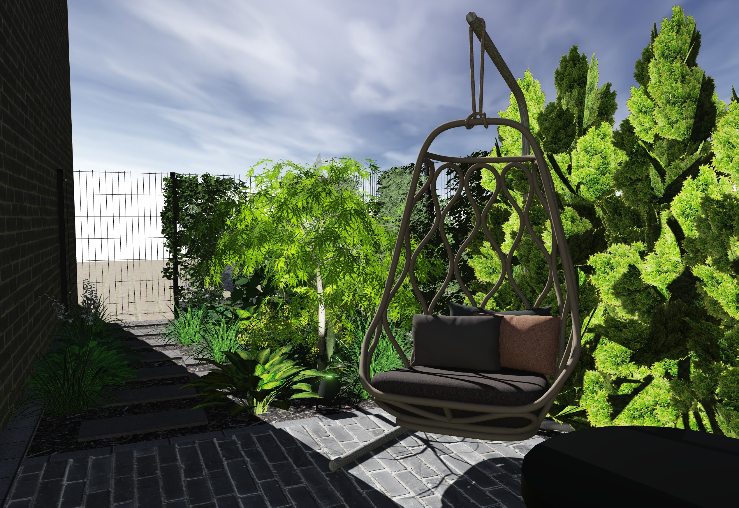 Cienisty ogród z patio – rzut 2D