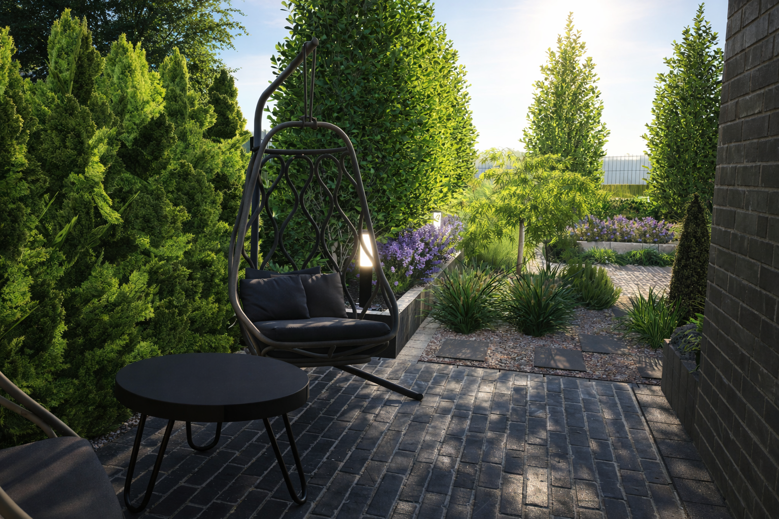 Cienisty ogród z patio – wizualizacja
